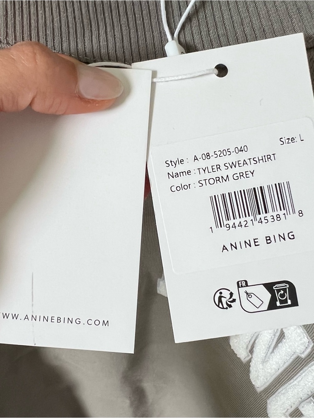 Anine Bing Tyler Logo Sweatshirt in Storm Grey NWT - Picture 6 of 8